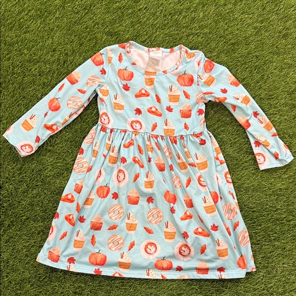 Girls Fall Pumpkin Spice Dress - Picture 1 of 3